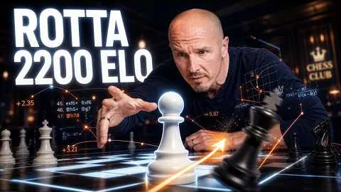 Marco “Monty” Montemagno davanti a una scacchiera mentre muove un pedone